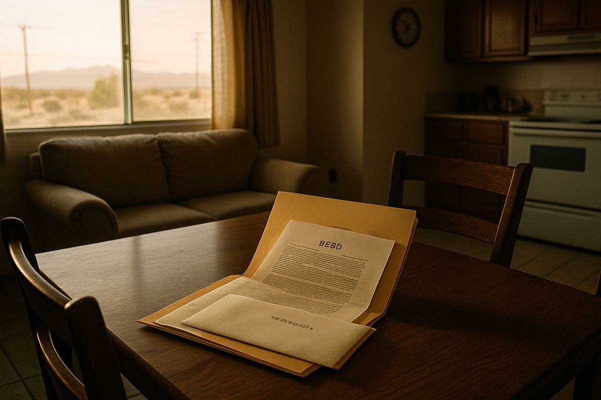 Estate documents organized on a dining room table