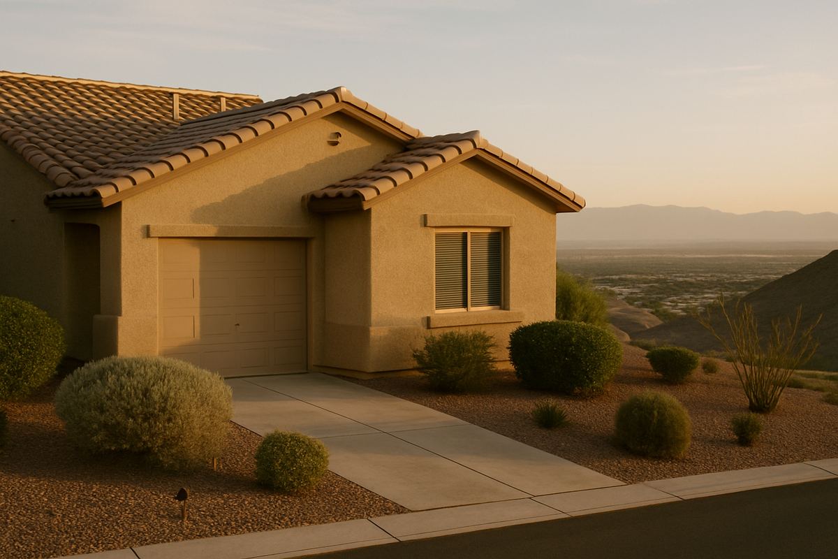 Single-story hillside home in a Henderson 55+ community