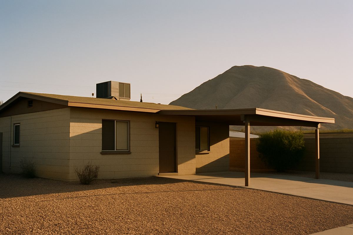 East Las Vegas block home with Frenchman Mountain behind it